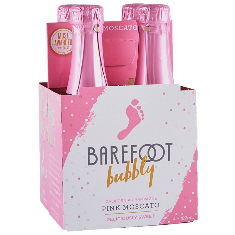 Barefoot Bubbly Pink Moscato 187ml 4pk
