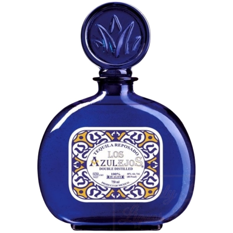 Azulejos Reposado Blue Glass w Ceramic Label 1.75L