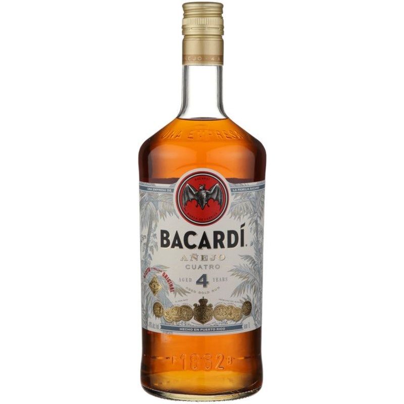 Bacardi Aged Rum Anejo Cuatro 4 Year 80 1 L